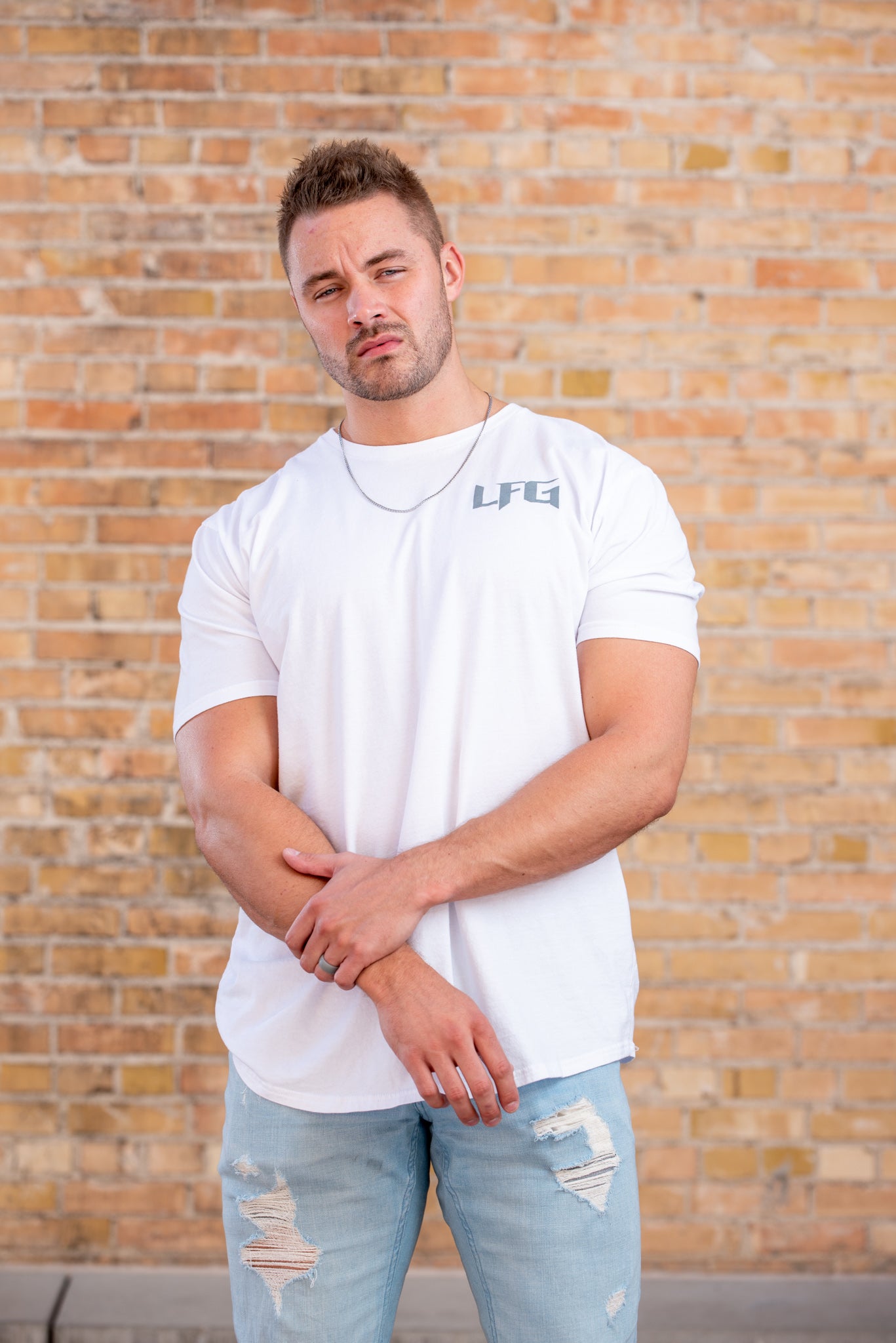 LFG Zero FUKS Men's White Scoop Bottom T-Shirt